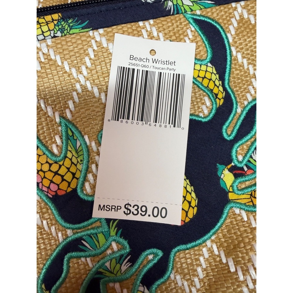 VERA BRADLEY TOUCAN PARTY TOTE, BEACH TOWEL & WRISTLET/ WALLET BEACH BAG SET - Picture 6 of 16